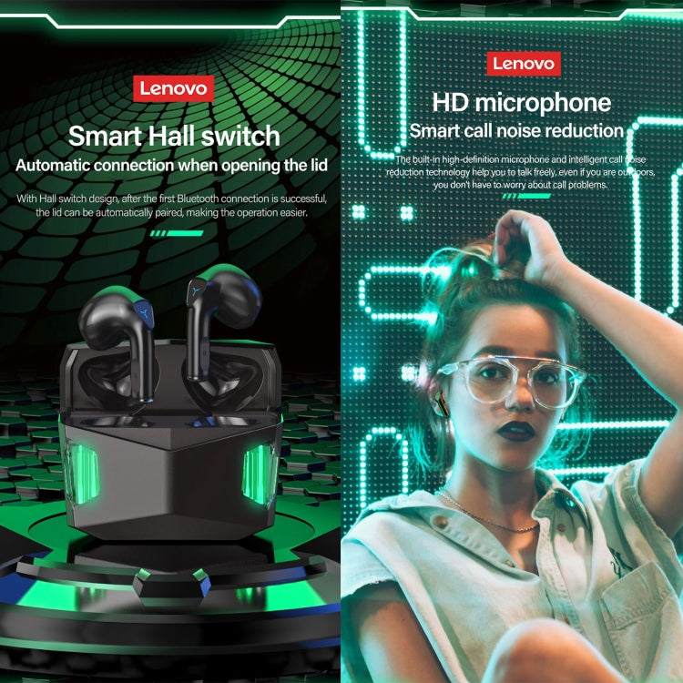 سماعة أذن ألعاب رياضية لاسلكية Lenovo GM5 TWS مقاومة للماء مع تقليل الضوضاء وميكروفون، GM5