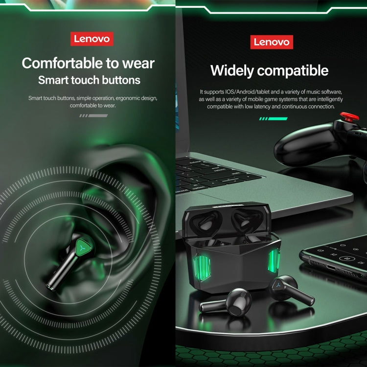 سماعة أذن ألعاب رياضية لاسلكية Lenovo GM5 TWS مقاومة للماء مع تقليل الضوضاء وميكروفون، GM5