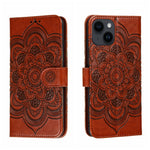 Sun Mandala Embossing Leather Phone Case, For iPhone 14 / 13, For iPhone 14 Plus, For iPhone 14 Pro, For iPhone 14 Pro Max
