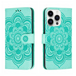 Sun Mandala Embossing Leather Phone Case, For iPhone 14 / 13, For iPhone 14 Plus, For iPhone 14 Pro, For iPhone 14 Pro Max