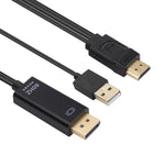 كابل محول من HDMI إلى USB + DisplayPort مع مزود طاقة، الطول: 1.8م، 180سم
