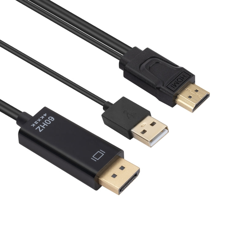 كابل محول من HDMI إلى USB + DisplayPort مع مزود طاقة، الطول: 1.8م، 180سم