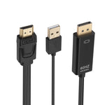 كابل محول من HDMI إلى USB + DisplayPort مع مزود طاقة، الطول: 1.8م، 180سم