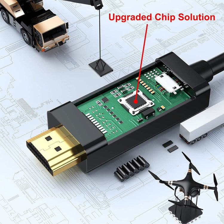 كابل محول من HDMI إلى USB + DisplayPort مع مزود طاقة، الطول: 1.8م، 180سم