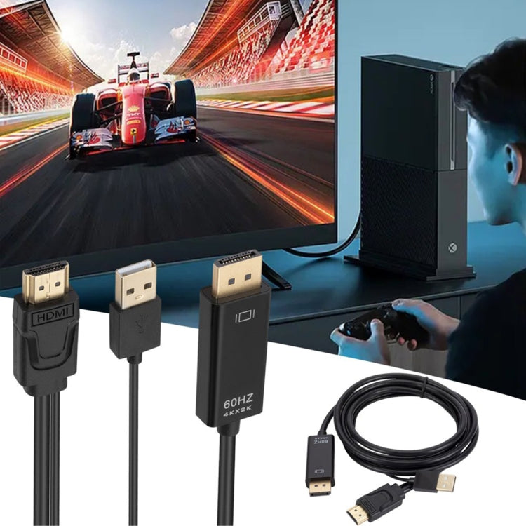 كابل محول من HDMI إلى USB + DisplayPort مع مزود طاقة، الطول: 1.8م، 180سم