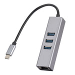 محول HUB SL-030 من USB-C / Type-C إلى إيثرنت جيجابت RJ45 و3 منافذ USB 3.0، USB-C / Type-C إلى RJ45 و3 منافذ USB