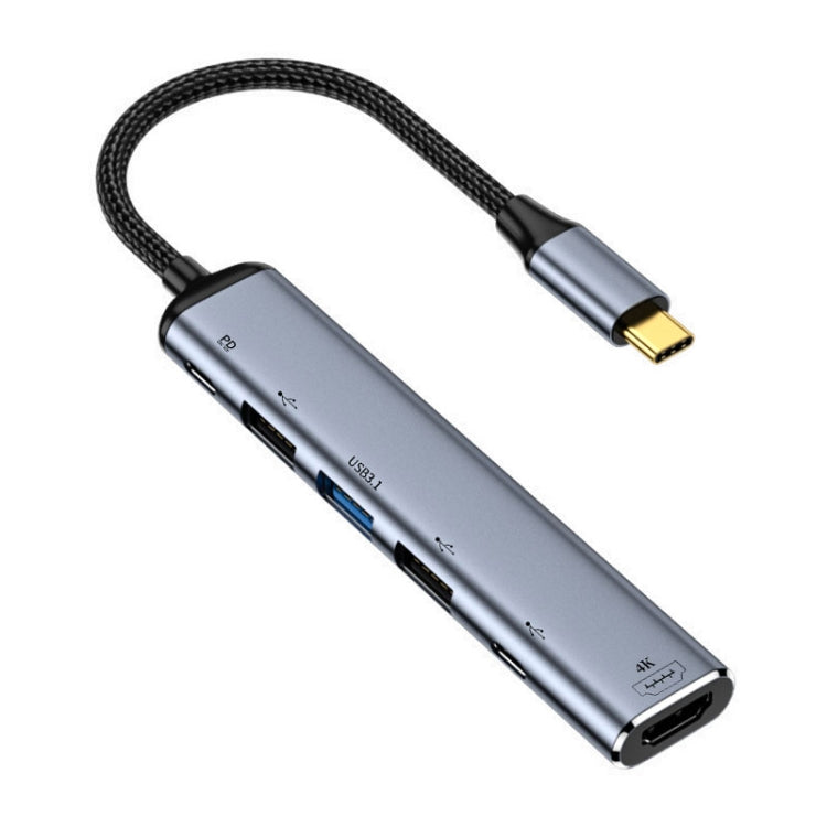 محول متعدد الوظائف 6 في 1 من USB-C/نوع C إلى HDMI+USB 3.1+USB 2.0 مزدوج+USB-C مزدوج، Y004