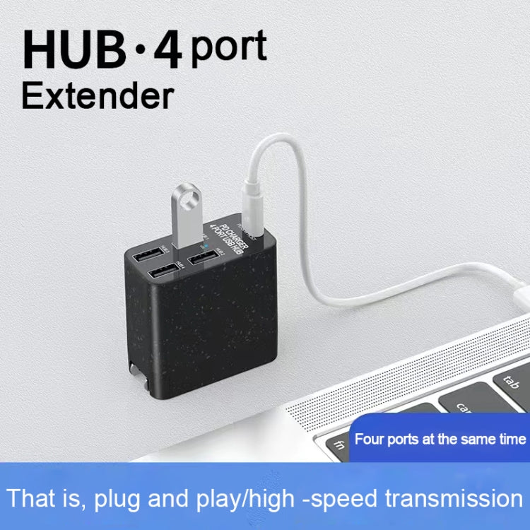 شاحن PD بمنفذ USB-C / Type-C بقوة 65 واط + موزع USB بأربعة منافذ X83، قابس أمريكي