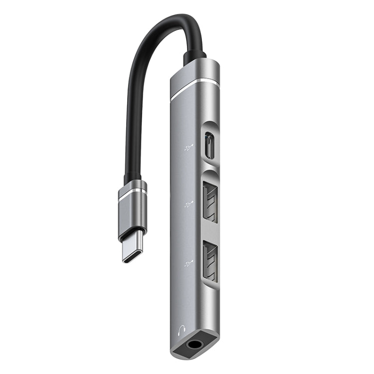 محطة إرساء HUB من USB-C / Type-C إلى 3.5مم + 2 USB + Type-C