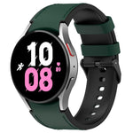 لساعات Samsung Galaxy Watch5 مقاس 44 مم / 40 مم، سوار ساعة من الجلد السيليكوني مع إبزيم أسود، S، L