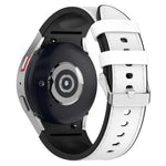 لساعات Samsung Galaxy Watch5 مقاس 44 مم / 40 مم، سوار ساعة من الجلد السيليكوني مع إبزيم فضي، S، L