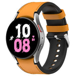 لساعات Samsung Galaxy Watch5 مقاس 44 مم / 40 مم، سوار ساعة من الجلد السيليكوني مع إبزيم فضي، S، L