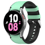 لساعات Samsung Galaxy Watch5 مقاس 44 مم / 40 مم، سوار ساعة من الجلد السيليكوني مع إبزيم فضي، S، L