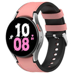 لساعات Samsung Galaxy Watch5 مقاس 44 مم / 40 مم، سوار ساعة من الجلد السيليكوني مع إبزيم فضي، S، L