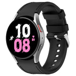لساعات Samsung Galaxy Watch5 مقاس 44 مم / 40 مم، سوار ساعة من الجلد السيليكوني مع إبزيم فضي، S، L