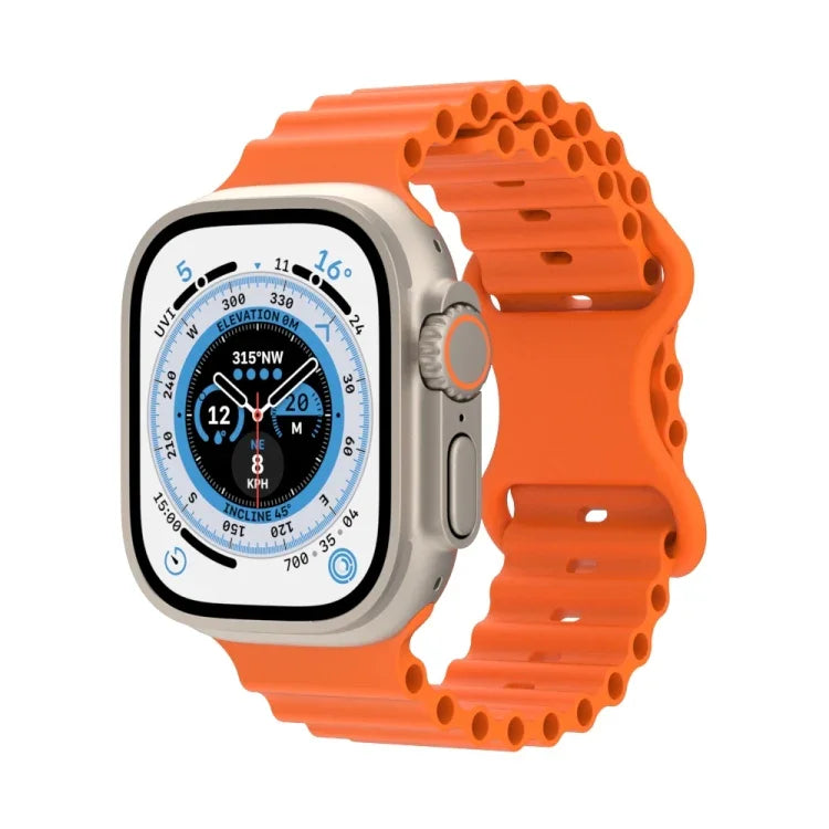 Ocean Style Silicone Watch Band, For Apple Watch Ultra 49mm / Series 8&7 45mm / SE 2&6&SE&5&4 44mm / 3&2&1 42mm, For Apple Watch Series 8&7 41mm / SE 2&6&SE&5&4 40mm / 3&2&1 38mm