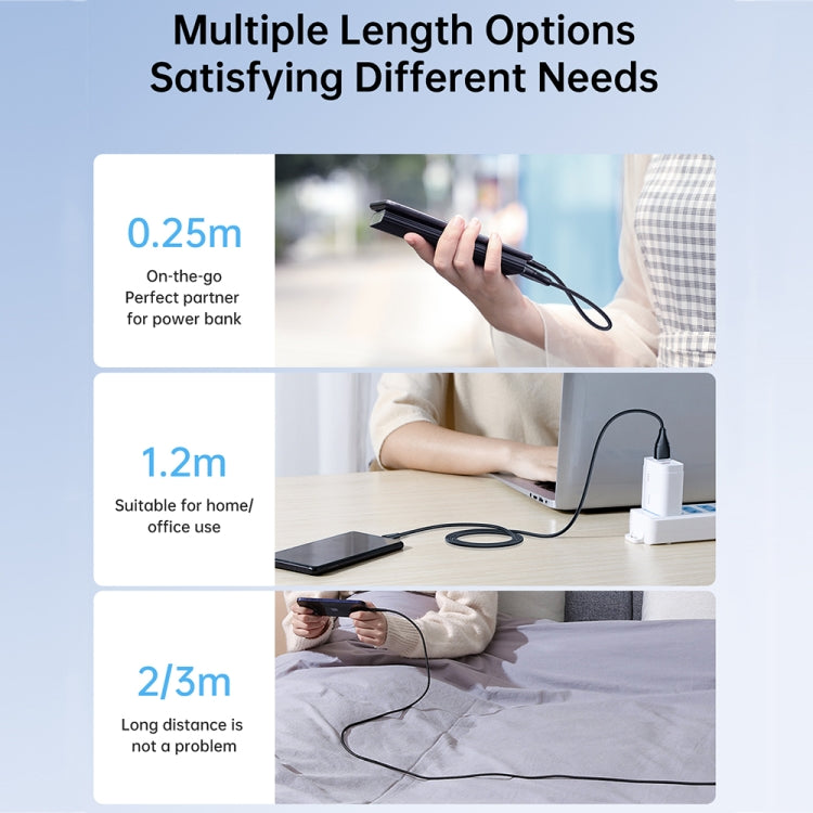 JOYROOM كابل شحن سريع وبيانات USB إلى 8 دبابيس من سلسلة Surpass بقوة 2.4 أمبير، 0.25 متر، 1.2 متر