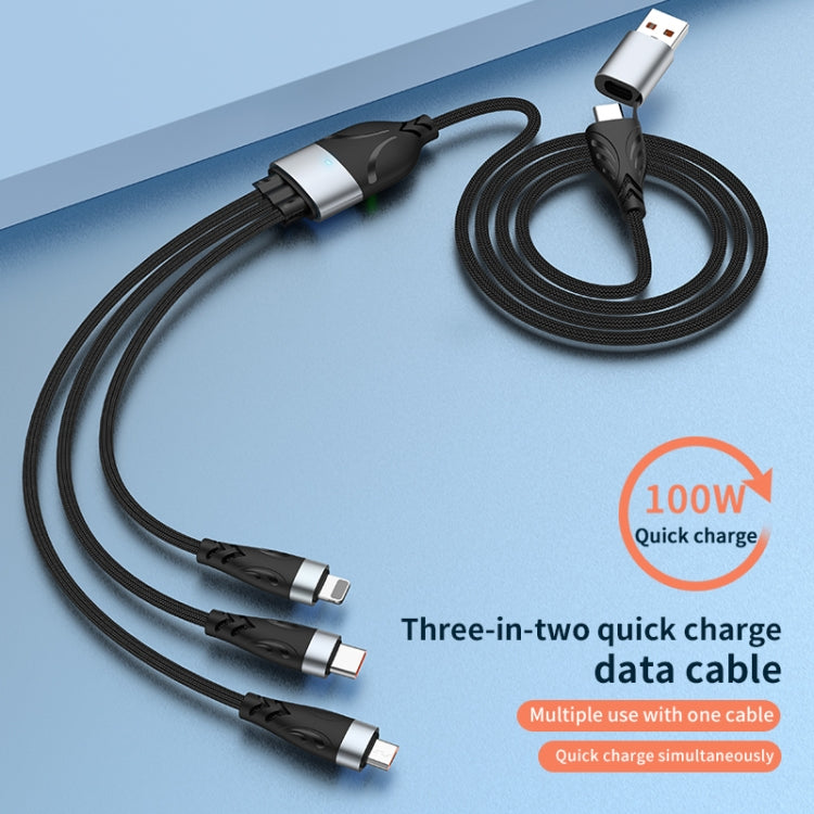كابل شحن سريع وبيانات ADC-008 100 واط USB/Type-C إلى Type-C + 8 دبابيس + Micro USB، من اثنين إلى ثلاثة، متوافق بالكامل، 1.2 متر، 2 متر