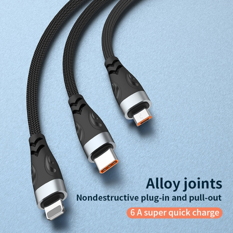 كابل شحن سريع وبيانات ADC-008 100 واط USB/Type-C إلى Type-C + 8 دبابيس + Micro USB، من اثنين إلى ثلاثة، متوافق بالكامل، 1.2 متر، 2 متر