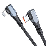 كابل بيانات USB-C/Type-C إلى 8 دبابيس مزدوج الزاوية ADC-009 بقوة 20 واط، 0.4 متر، 1 متر، 2 متر