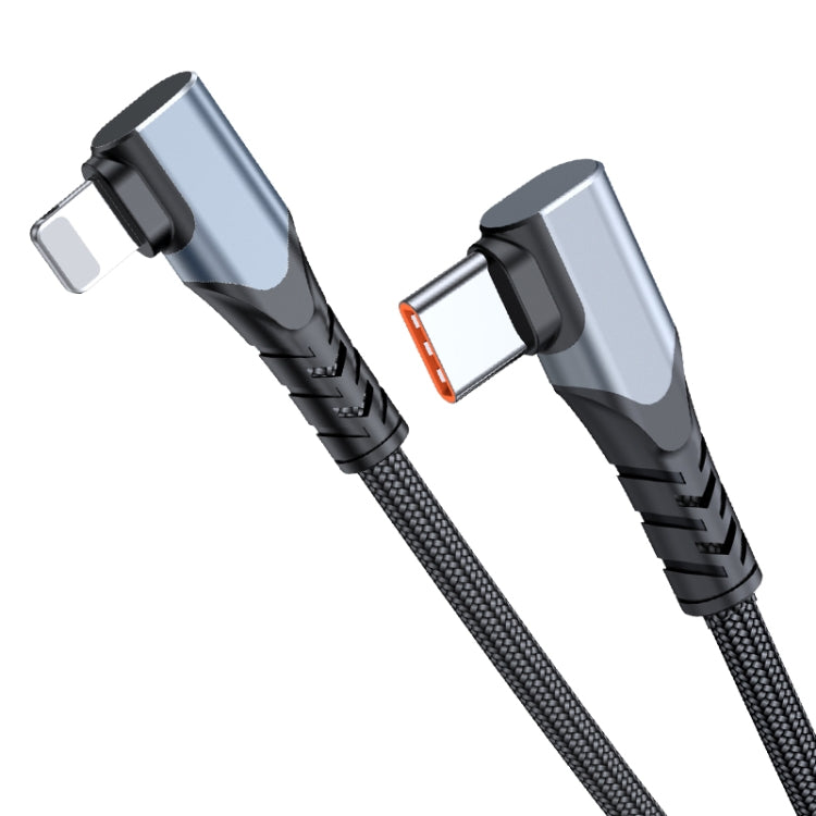 كابل بيانات USB-C/Type-C إلى 8 دبابيس مزدوج الزاوية ADC-009 بقوة 20 واط، 0.4 متر، 1 متر، 2 متر