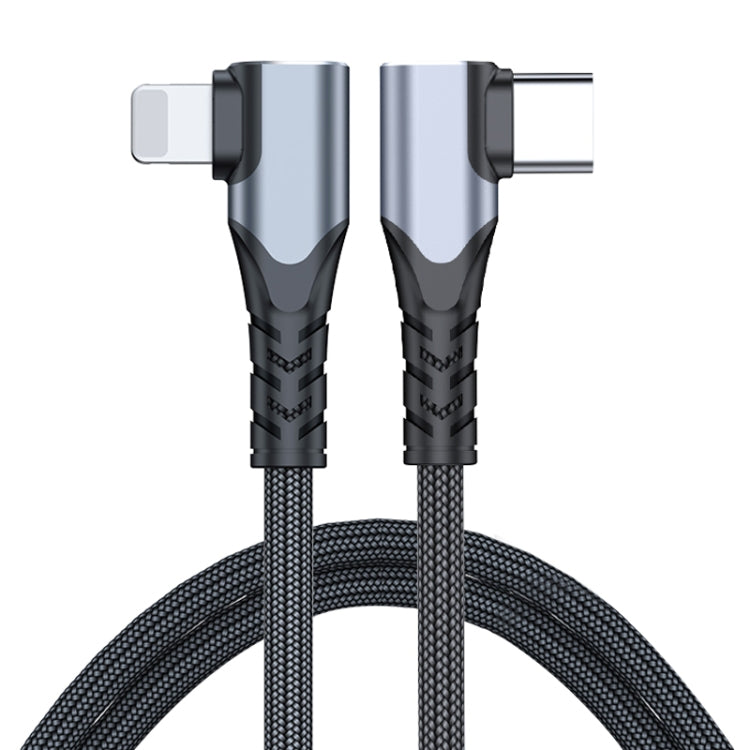 كابل بيانات USB-C/Type-C إلى 8 دبابيس مزدوج الزاوية ADC-009 بقوة 20 واط، 0.4 متر، 1 متر، 2 متر