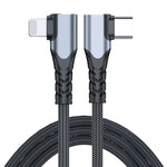 كابل بيانات USB-C/Type-C إلى 8 دبابيس مزدوج الزاوية ADC-009 بقوة 20 واط، 0.4 متر، 1 متر، 2 متر