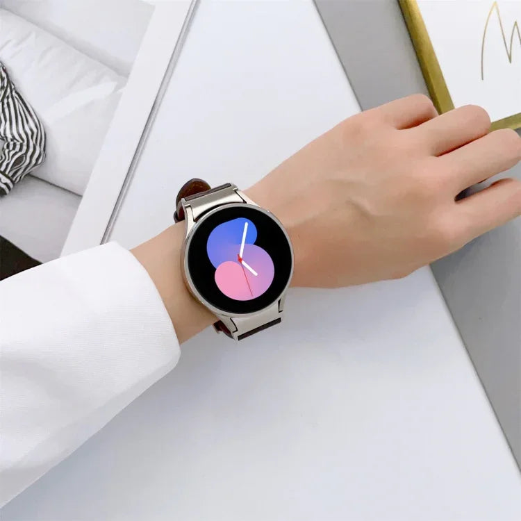 سوار ساعة من الجلد الطبيعي المحفور، لساعات Samsung Galaxy Watch5 مقاس 40 مم / 44 مم