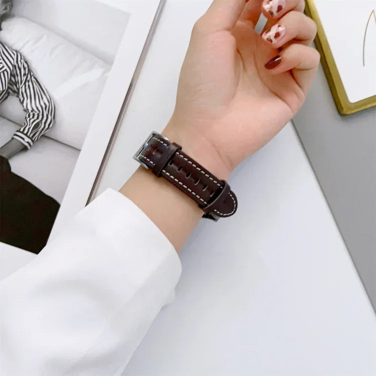 سوار ساعة من الجلد الطبيعي المحفور، لساعات Samsung Galaxy Watch5 مقاس 40 مم / 44 مم