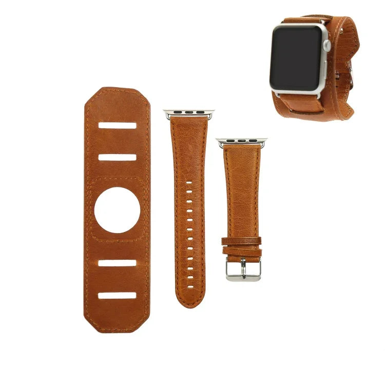 سوار ساعة بنقشة جلد الحصان المجنون، لسلسلة Apple Watch 5 و 4 مقاس 40مم / 3 و 2 و 1 مقاس 38مم، ولسلسلة Apple Watch 5 و 4 مقاس 44مم / 3 و 2 و 1 مقاس 42مم