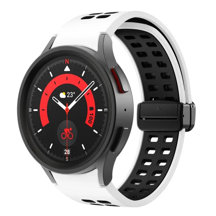 سوار ساعة سيليكوني قابل للطي مع ثقوب مزدوجة، لساعات Samsung Galaxy Watch5 Pro