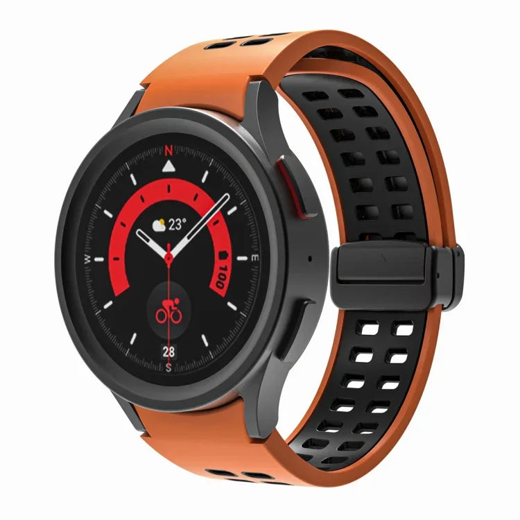 سوار ساعة سيليكوني قابل للطي مع ثقوب مزدوجة، لساعات Samsung Galaxy Watch5 Pro
