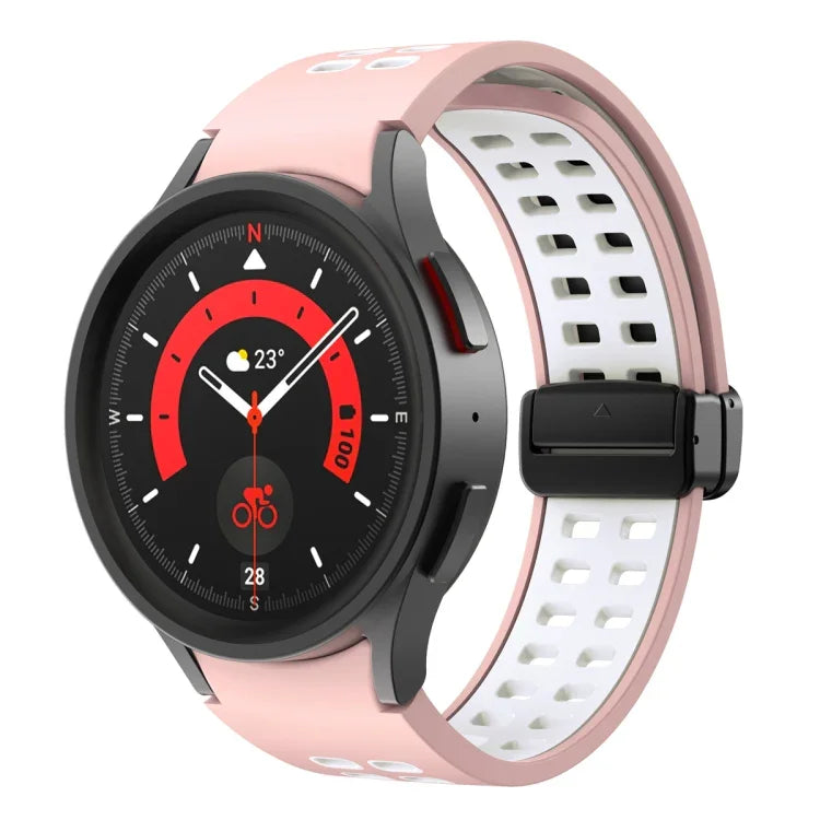 سوار ساعة سيليكوني قابل للطي مع ثقوب مزدوجة، لساعات Samsung Galaxy Watch5 Pro