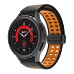 سوار ساعة سيليكوني قابل للطي مع ثقوب مزدوجة، لساعات Samsung Galaxy Watch5 Pro