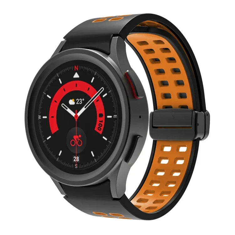 سوار ساعة سيليكوني قابل للطي مع ثقوب مزدوجة، لساعات Samsung Galaxy Watch5 Pro