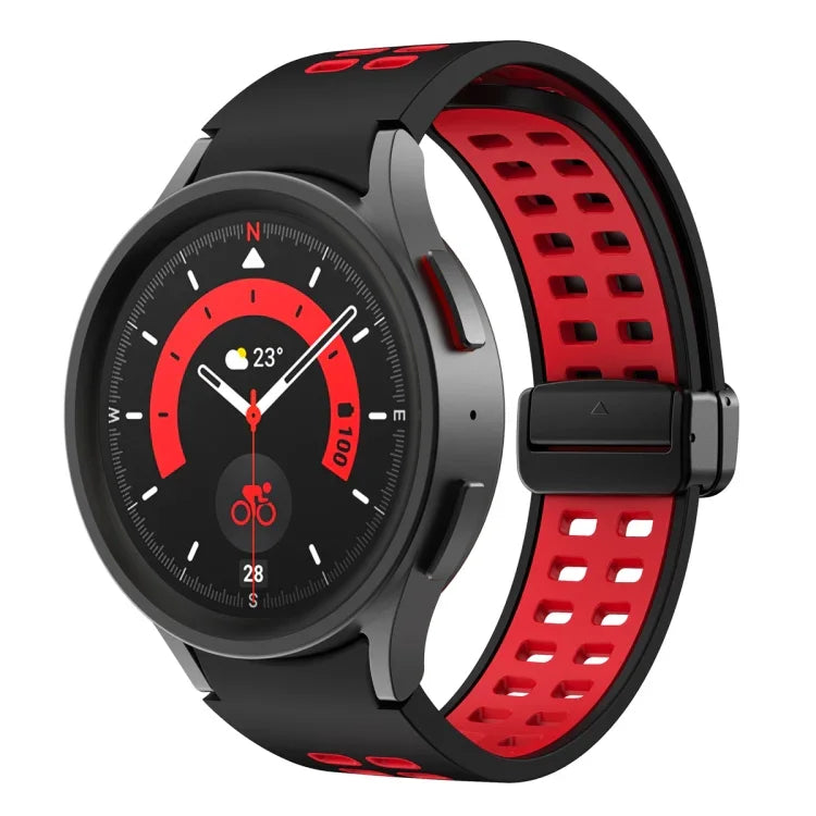 سوار ساعة سيليكوني قابل للطي مع ثقوب مزدوجة، لساعات Samsung Galaxy Watch5 Pro