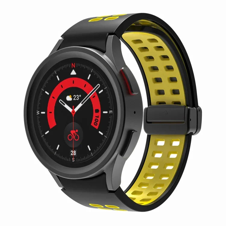 سوار ساعة سيليكوني قابل للطي مع ثقوب مزدوجة، لساعات Samsung Galaxy Watch5 Pro