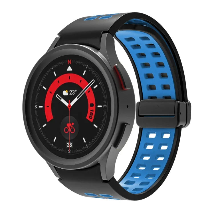سوار ساعة سيليكوني قابل للطي مع ثقوب مزدوجة، لساعات Samsung Galaxy Watch5 Pro
