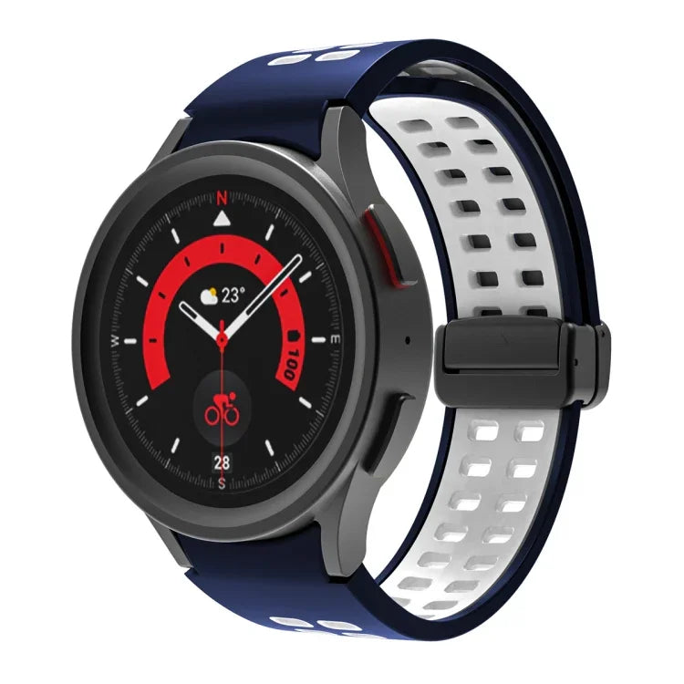 سوار ساعة سيليكوني قابل للطي مع ثقوب مزدوجة، لساعات Samsung Galaxy Watch5 Pro