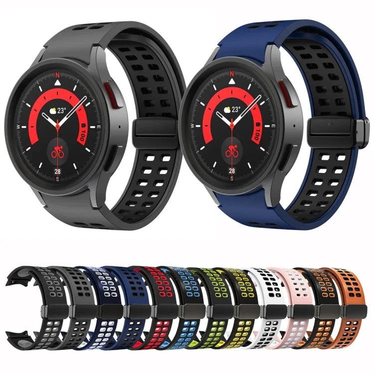 سوار ساعة سيليكوني قابل للطي مع ثقوب مزدوجة، لساعات Samsung Galaxy Watch5 Pro