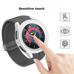 غطاء حماية ساعة من PC + فيلم مقسى بتقنية حقن الوقود، لساعات Samsung Galaxy Watch5 Pro مقاس 45 مم