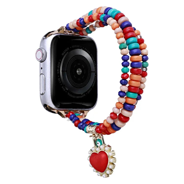 سوار ساعة من خرز بثلاثة صفوف، لساعة آبل ألترا 49مم / السلسلة 8&7 45مم، لساعة آبل السلسلة 8&7 41مم