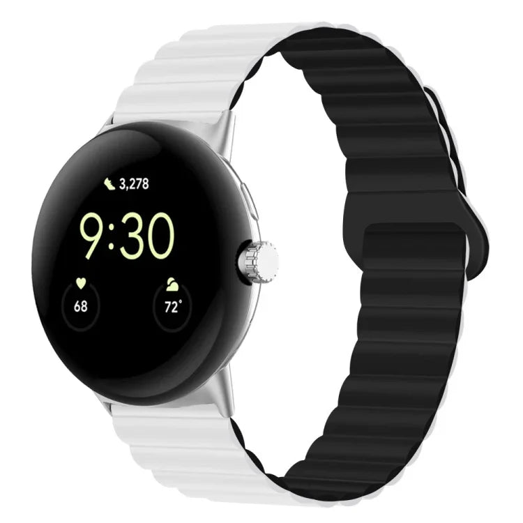 سوار ساعة من السيليكون المغناطيسي مع إبزيم عكسي، لساعات Google Pixel Watch 4 / 3 / 2 / 1 41 مم