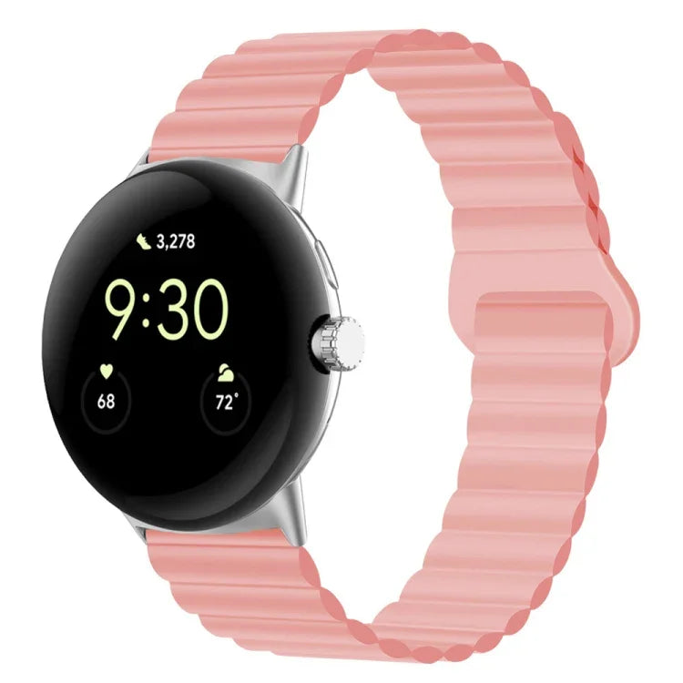 سوار ساعة من السيليكون المغناطيسي مع إبزيم عكسي، لساعات Google Pixel Watch 4 / 3 / 2 / 1 41 مم
