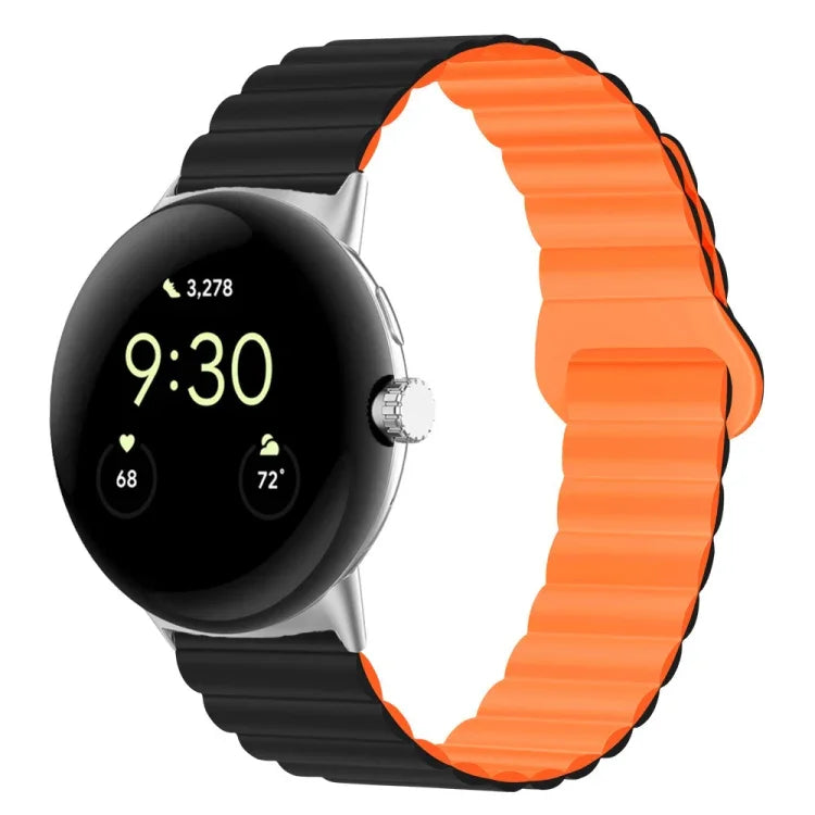 سوار ساعة من السيليكون المغناطيسي مع إبزيم عكسي، لساعات Google Pixel Watch 4 / 3 / 2 / 1 41 مم