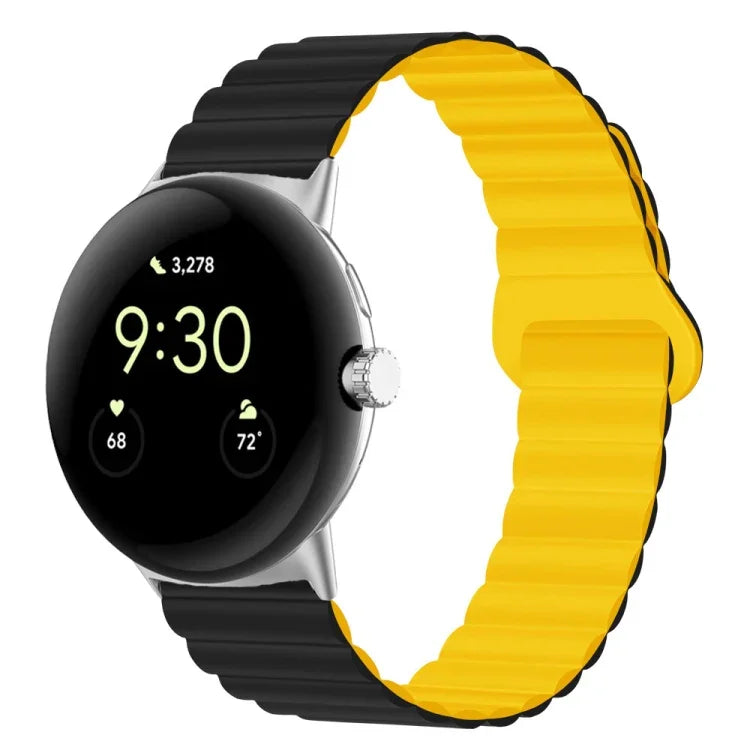 سوار ساعة من السيليكون المغناطيسي مع إبزيم عكسي، لساعات Google Pixel Watch 4 / 3 / 2 / 1 41 مم