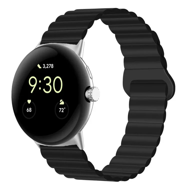 سوار ساعة من السيليكون المغناطيسي مع إبزيم عكسي، لساعات Google Pixel Watch 4 / 3 / 2 / 1 41 مم