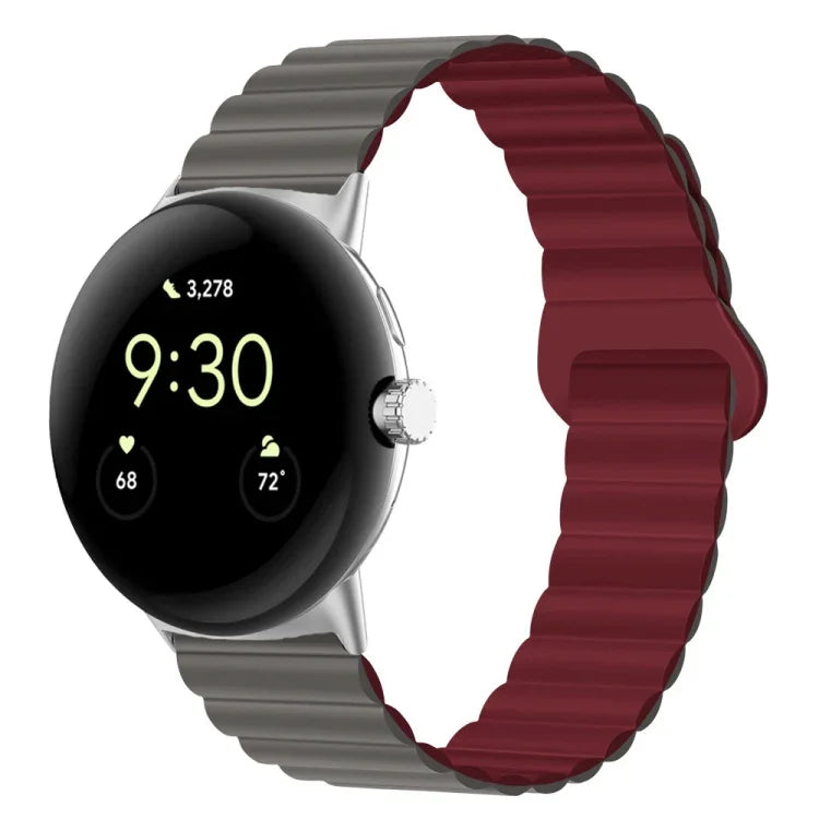 سوار ساعة من السيليكون المغناطيسي مع إبزيم عكسي، لساعات Google Pixel Watch 4 / 3 / 2 / 1 41 مم