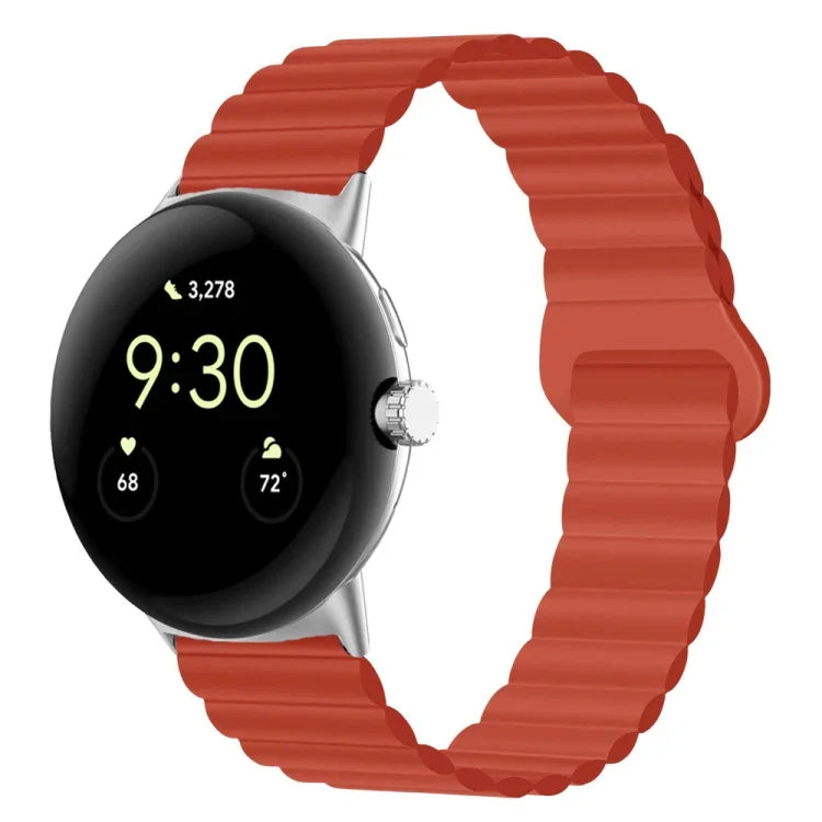 سوار ساعة من السيليكون المغناطيسي مع إبزيم عكسي، لساعات Google Pixel Watch 4 / 3 / 2 / 1 41 مم