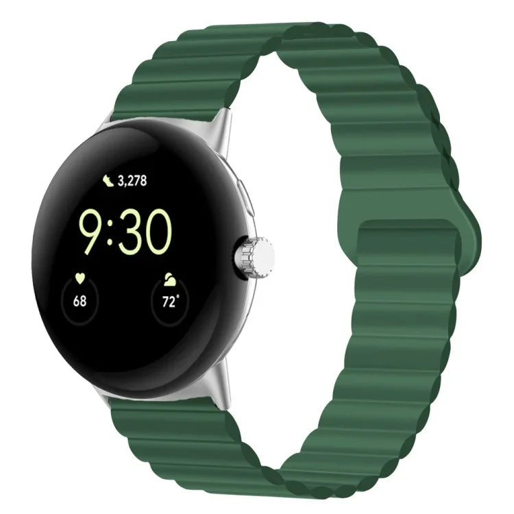 سوار ساعة من السيليكون المغناطيسي مع إبزيم عكسي، لساعات Google Pixel Watch 4 / 3 / 2 / 1 41 مم